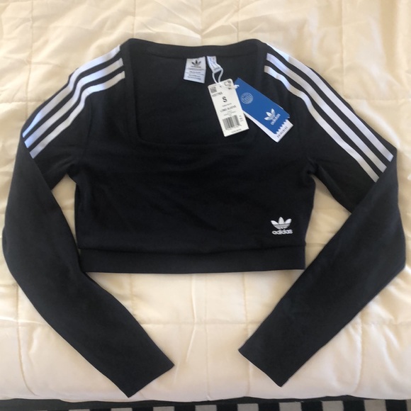 Adidas Originals Crop Top, Scoop Neck, sz small NWT - Picture 4 of 5